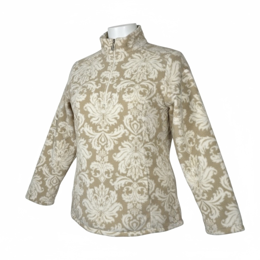 NEW NO TAG SZ L Susan Graver Weekend Printed Polar Fleece Long Sleeve Pullover!